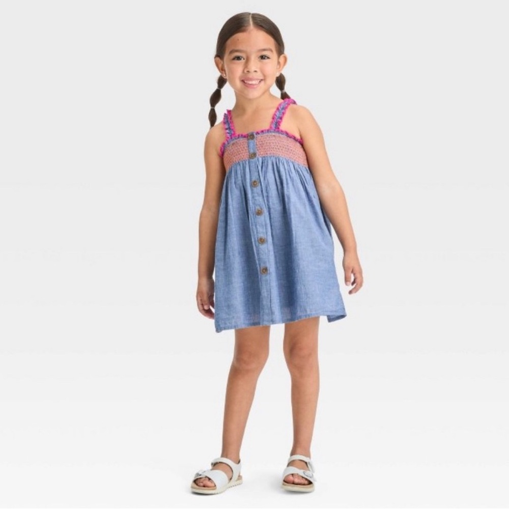 Cat & Jack Blue and Red Buttoned Halter Sundress